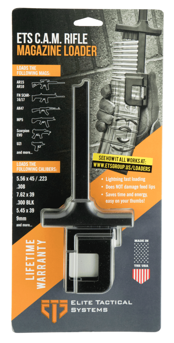 ETS Group ETSCAMRIFLE C.A.M Mag Loader Universal Style made of Polymer with Black Finish for Multi-Caliber AR-Platform